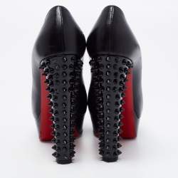 Pre Owned Christian Louboutin Black Leather Babel Clou Peep Toe Pumps Size 38