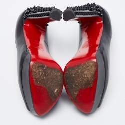 Pre Owned Christian Louboutin Black Leather Babel Clou Peep Toe Pumps Size 38