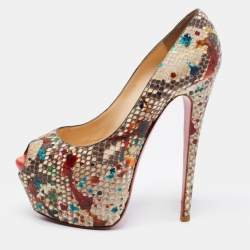 Christian Louboutin Multicolor Python Leather Highness Platform Pumps Size 38