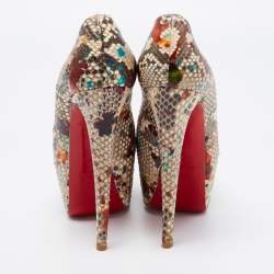 Christian Louboutin Multicolor Python Leather Highness Platform Pumps Size 38