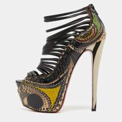 Christian Louboutin Multicolor Python Leather Zoulou Strappy