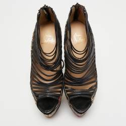 Christian Louboutin Multicolor Python Leather Zoulou Strappy Pumps Size 37.5