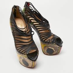 Christian Louboutin Multicolor Python Leather Zoulou Strappy Pumps Size 37.5