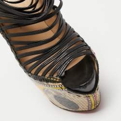 Christian Louboutin Multicolor Python Leather Zoulou Strappy Pumps Size 37.5