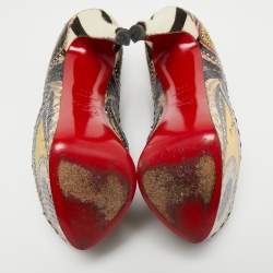 Christian Louboutin Multicolor Python Leather Zoulou Strappy Pumps Size 37.5