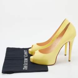 Pre Owned Christian Louboutin Yellow Patent Leather New Very Prive Pumps Size 40