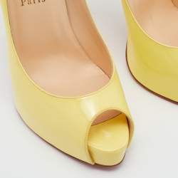 Pre Owned Christian Louboutin Yellow Patent Leather New Very Prive Pumps Size 40