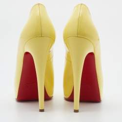 Pre Owned Christian Louboutin Yellow Patent Leather New Very Prive Pumps Size 40