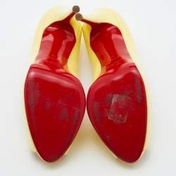 Pre Owned Christian Louboutin Yellow Patent Leather New Very Prive Pumps Size 40