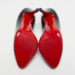 Pre Owned Christian Louboutin Black Leather Simple Pumps Size 35