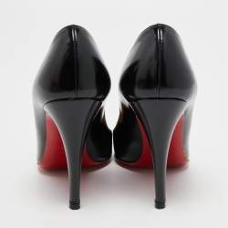 Pre Owned Christian Louboutin Black Leather Simple Pumps Size 35