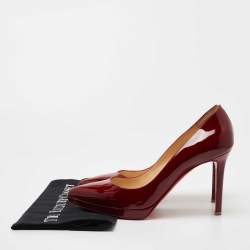 Pre Owned Christian Louboutin Burgundy Patent Leather Pigalle Plato Pumps Size 40.5
