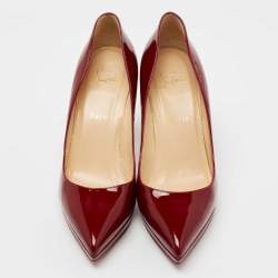Pre Owned Christian Louboutin Burgundy Patent Leather Pigalle Plato Pumps Size 40.5