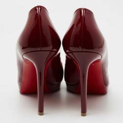 Pre Owned Christian Louboutin Burgundy Patent Leather Pigalle Plato Pumps Size 40.5