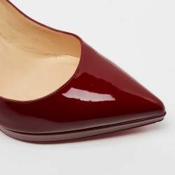 Pre Owned Christian Louboutin Burgundy Patent Leather Pigalle Plato Pumps Size 40.5