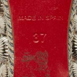 مملوكة مسبقًا Christian Louboutin Navy Blue Denim Rondaclou Wedge Sandals Size 37