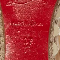 Christian Louboutin Beige Patent Leather Cataclou Wedge Sandals Size 37 