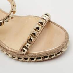 Christian Louboutin Beige Patent Leather Cataclou Wedge Sandals Size 37 