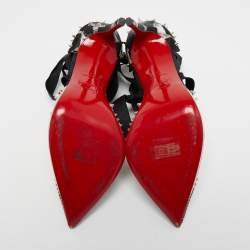 Pre Owned Christian Louboutin Black Fabric and PVC Mechante Reine Pumps Size 37