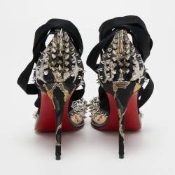 Pre Owned Christian Louboutin Black Fabric and PVC Mechante Reine Pumps Size 37