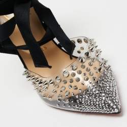 Pre Owned Christian Louboutin Black Fabric and PVC Mechante Reine Pumps Size 37