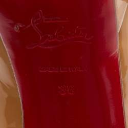 Pre Owned Christian Louboutin Beige Patent Leather Bianca Platform Pumps Size 38