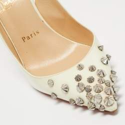 مملوكة مسبقًا Christian Louboutin Off White Patent Leather Drama Slingback Pumps Size 37