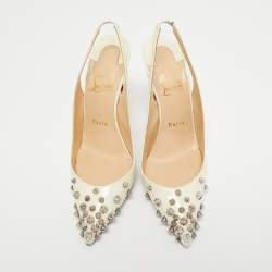 مملوكة مسبقًا Christian Louboutin Off White Patent Leather Drama Slingback Pumps Size 37