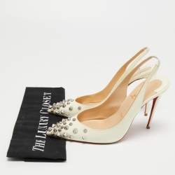مملوكة مسبقًا Christian Louboutin Off White Patent Leather Drama Slingback Pumps Size 37