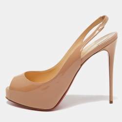 Christian Louboutin Beige Patent Leather Private Number Sandals Size 37.5
