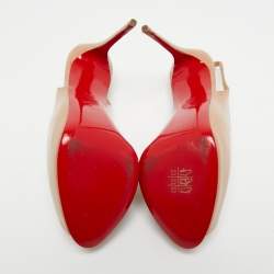 Christian Louboutin Beige Patent Leather Private Number Sandals Size 37.5