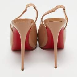 Christian Louboutin Beige Patent Leather Private Number Sandals Size 37.5