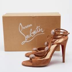 Christian Louboutin Beige Suede Spartenvol Strass Sandals Size 38