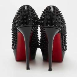 Pre Owned Christian Louboutin Black Patent Leather Alti Spikes Pumps Size 37