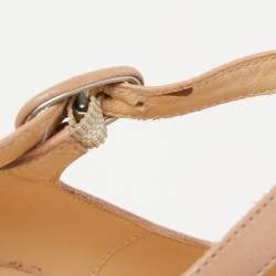 Pre Owned Christian Louboutin Beige Leather Lady Daf Mary Jane Pumps Size 37.5