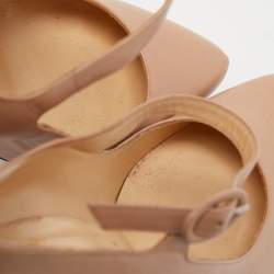 Pre Owned Christian Louboutin Beige Leather Lady Daf Mary Jane Pumps Size 37.5