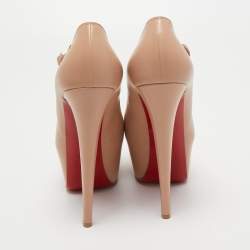 Pre Owned Christian Louboutin Beige Leather Lady Daf Mary Jane Pumps Size 37.5