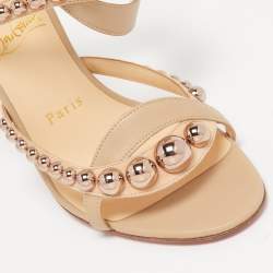 Christian Louboutin Beige Leather Galeria Sandals Size 37