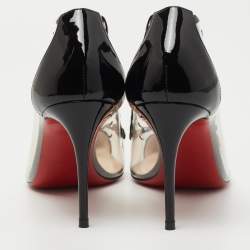 Pre Owned Christian Louboutin Black Patent Leather and PVC Lisabeth Pumps Size 37
