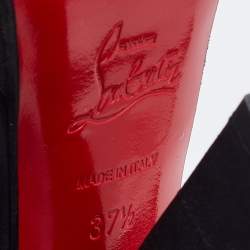 Pre Owned Christian Louboutin Black Leather Roche Slide Sandals Size 37.5