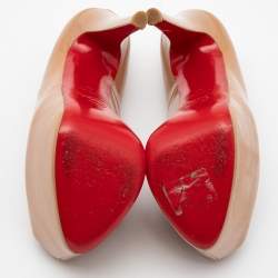 Pre Owned Christian Louboutin Beige Patent Leather Highness Pumps Size 37
