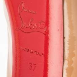 Pre Owned Christian Louboutin Beige Patent Leather Highness Pumps Size 37