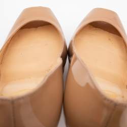 Pre Owned Christian Louboutin Beige Patent Leather Highness Pumps Size 37