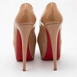 Pre Owned Christian Louboutin Beige Patent Leather Highness Pumps Size 37