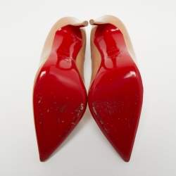 Pre Owned Christian Louboutin Beige Patent Leather So Kate Pumps Size 38