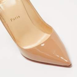 Pre Owned Christian Louboutin Beige Patent Leather So Kate Pumps Size 38