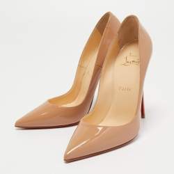 Pre Owned Christian Louboutin Beige Patent Leather So Kate Pumps Size 38