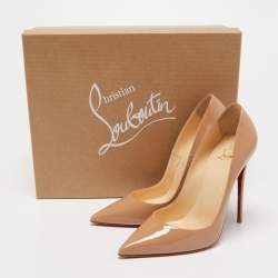 Pre Owned Christian Louboutin Beige Patent Leather So Kate Pumps Size 38