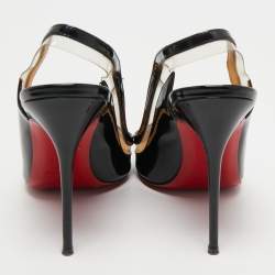 Pre Owned Christian Louboutin Black Patent Leather and PVC Paralili Slingback Pumps Size 39