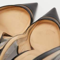 Pre Owned Christian Louboutin Black Patent Leather and PVC Paralili Slingback Pumps Size 39